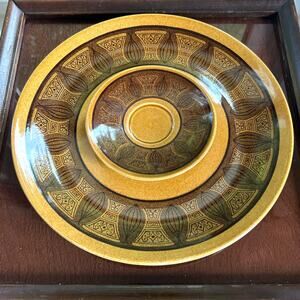Vintage Taylor Smith & Taylor Cannes Atomic Onion Brown Plates 12" & 6” MCM